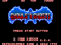 Ghouls'N Ghosts title screen for Sega Master System